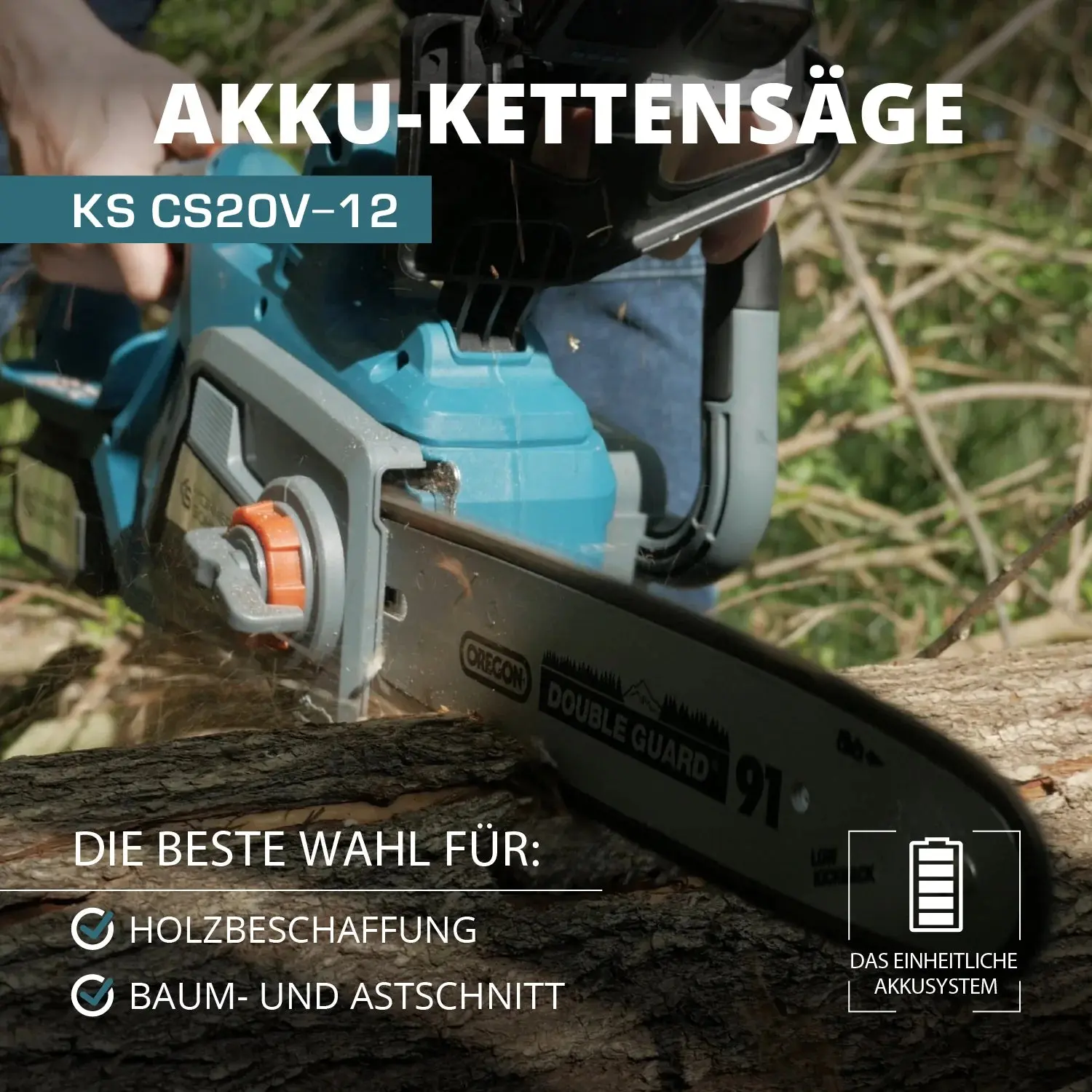 Akku Kettensäge 30cm Schwertlänge KS CS20V-12 - Image 10
