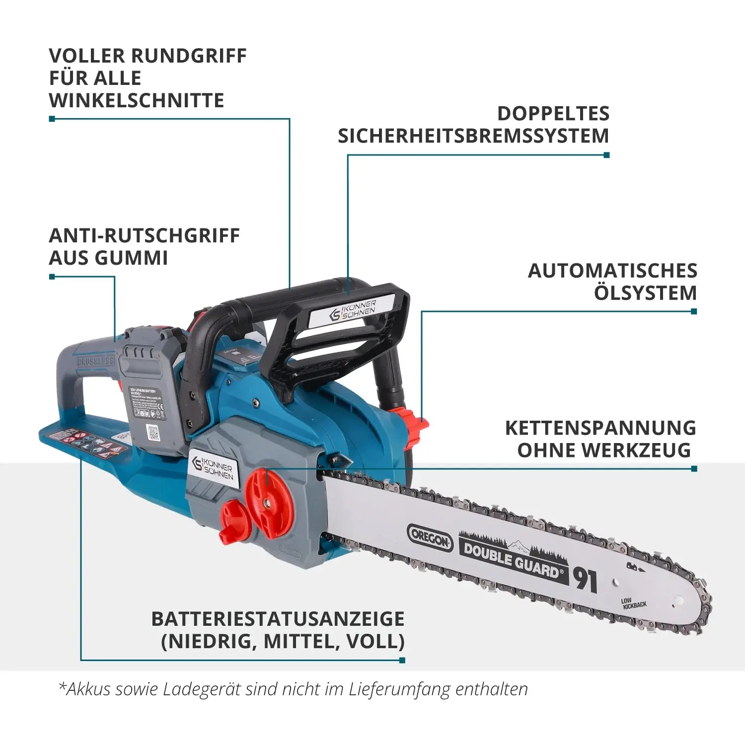 Akku Kettensäge 40cm Schwertlänge KS CS40V-16 - Image 3