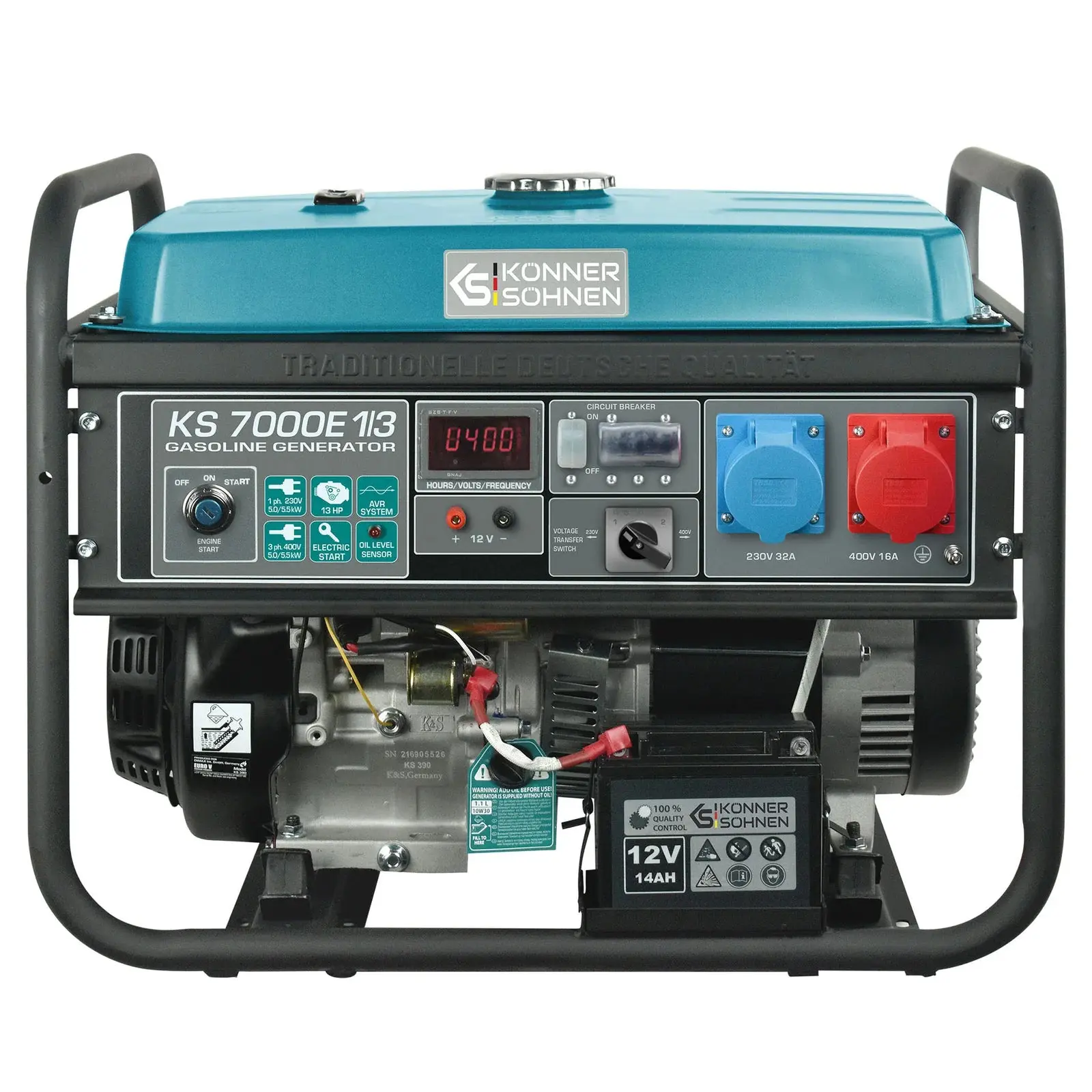 Benzin AVR Stromerzeuger 5500 Watt Könner & Söhnen KS 7000E-1/3 mit E-Start 230/400V - SamePower