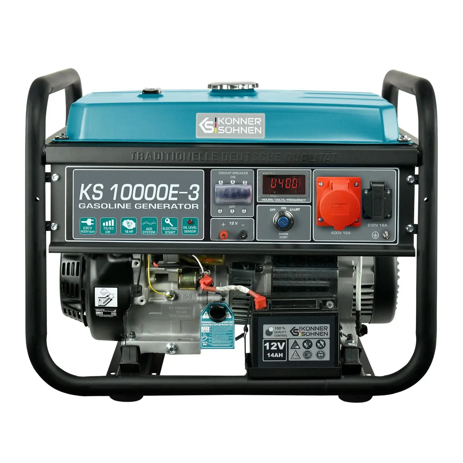 Benzin AVR Stromerzeuger 8000 Watt Könner & Söhnen KS 10000E-3 mit E-Start 400V