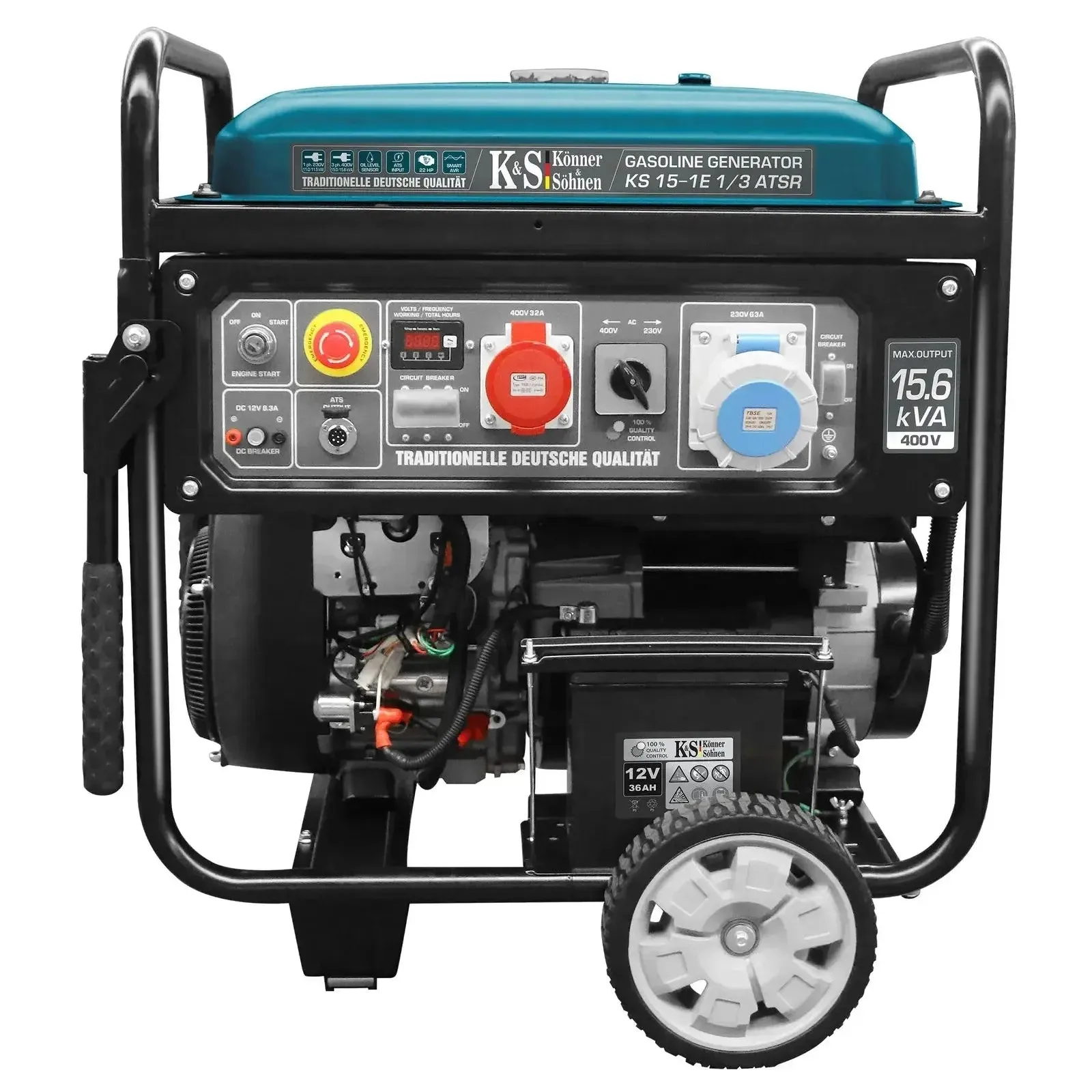 Benzin Stromerzeuger AVR 12.500 Watt KS 15-1E 1/3 ATSR 400V mit ATS Anschluss