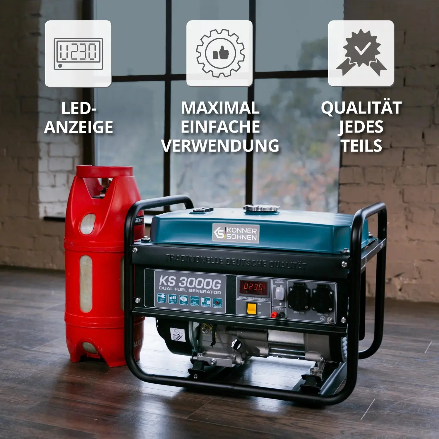 DualFuel Stromerzeuger AVR 3000 Watt Könner & Söhnen KS 3000G - Image 13