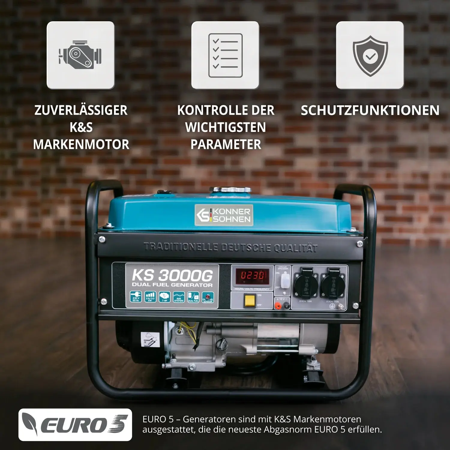 DualFuel Stromerzeuger AVR 3000 Watt Könner & Söhnen KS 3000G - Image 15