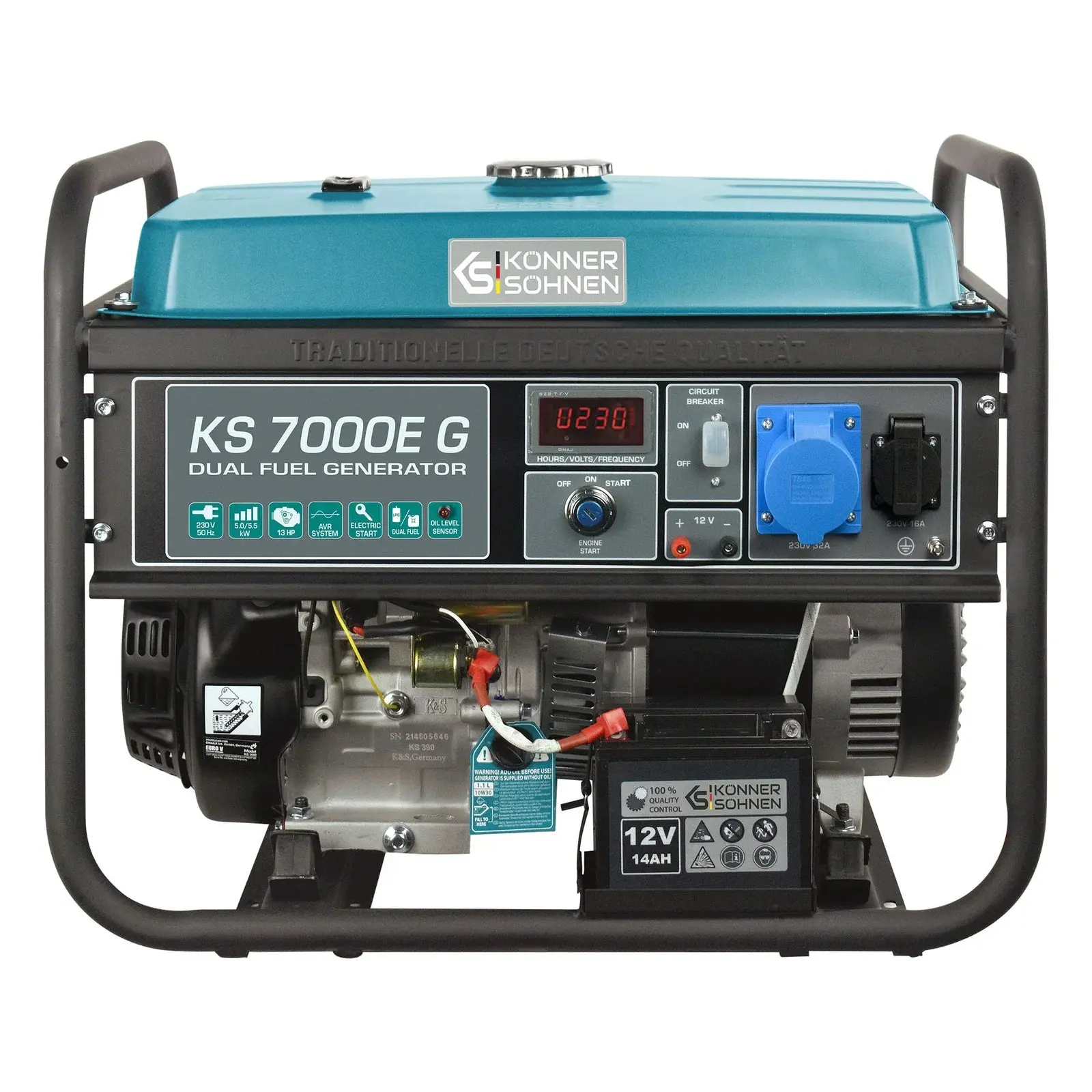 DualFuel Stromerzeuger AVR 5500 Watt Könner & Söhnen KS 7000E G - Image 2