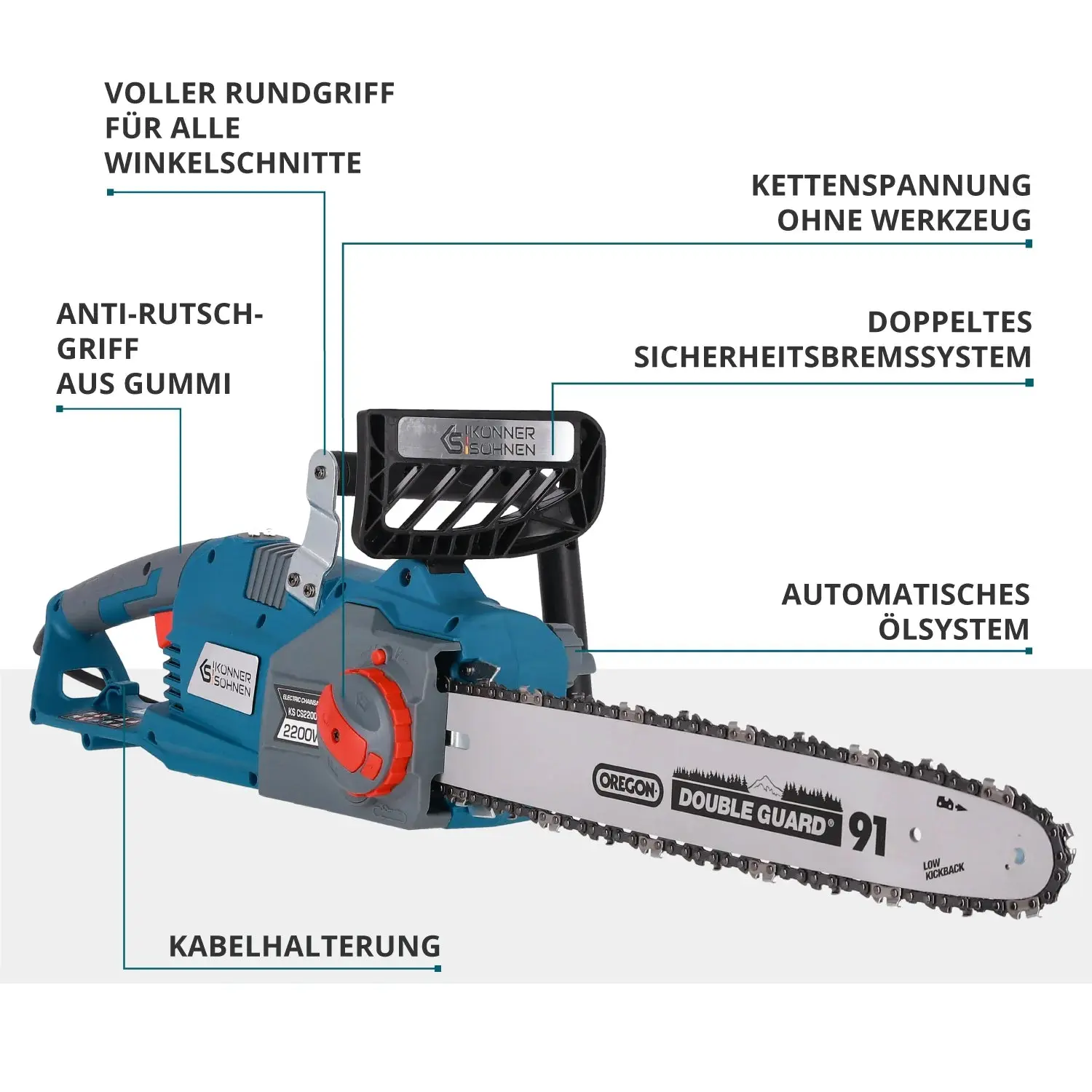 Elektro-Kettensäge KS CS2200-16 Kettenlänge 40cm - Image 7