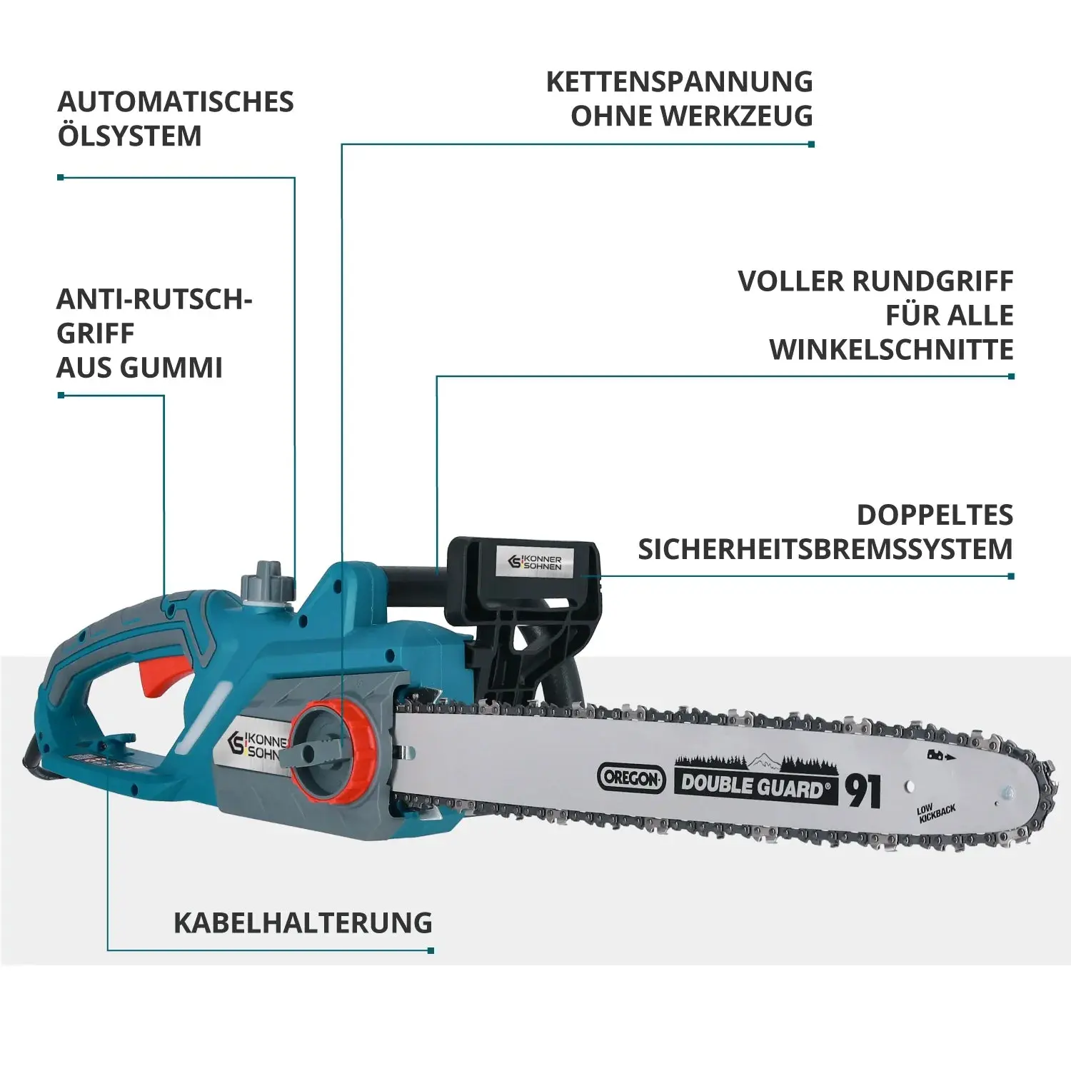 Elektro-Kettensäge KS CS2400-18 Kettenlänge 45cm - Image 7